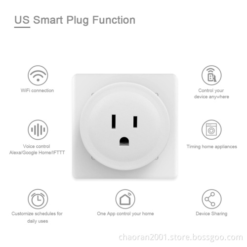 2020 Hot Sale Electrical Home Remote Control Wireless Mini Socket Work With Google Smart Home Alexa US Wifi Smart Plug